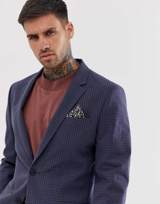ASOS DESIGN – Marinblå bröllopskostym i bäckebölja med smal passform, 2 av 3