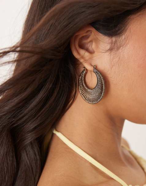 ASOS DESIGN – Bronzefarbene Creolen mit Flechtdetail - view 1