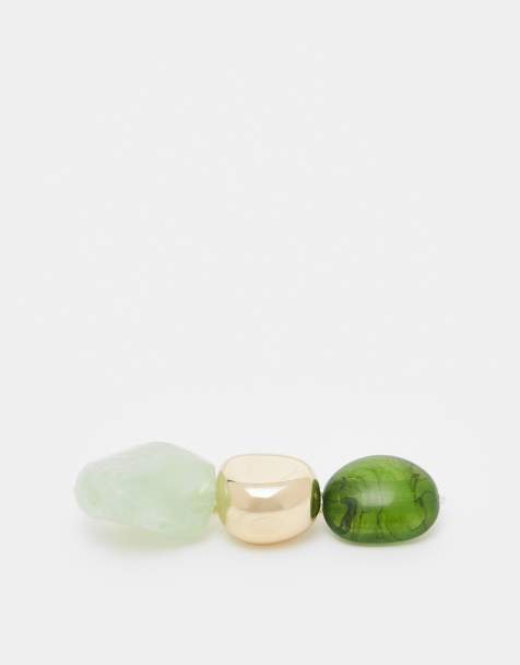 ASOS DESIGN brooch pin with faux-stone detail in green - view 1