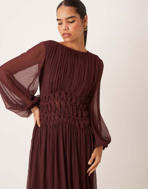ASOS DESIGN - Bærrød maxikjole med macramé-detalje i taljen, 2 af 4