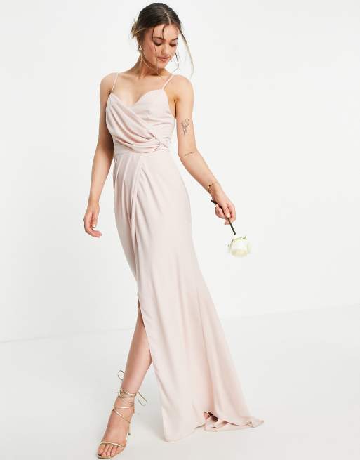 ASOS DESIGN - Brudepige-cami-maxikjole med slå-om-talje i blush, 4 af 4