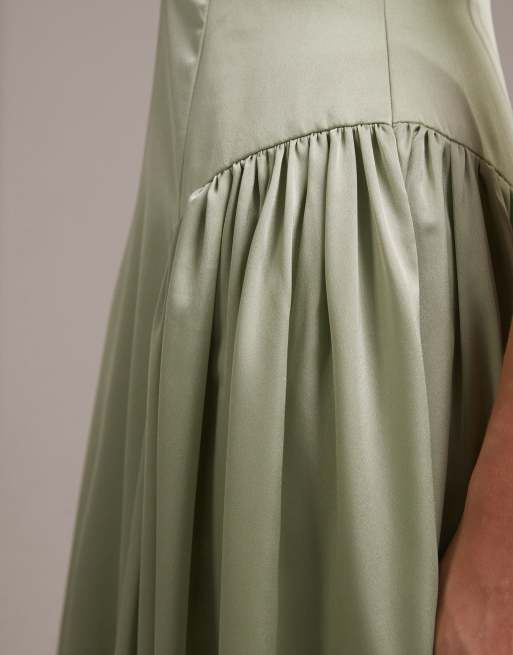ASOS DESIGN - Brudepiger - Lysegrøn midaxi-kjole med cami-stropper, sænket talje og bindedetalje, 3 af 5