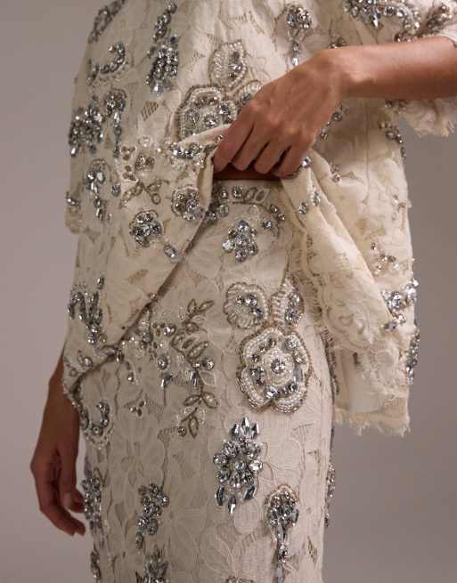 ASOS DESIGN - Bruidskleding - Kanten maxi rok met versiering, 5 van 6