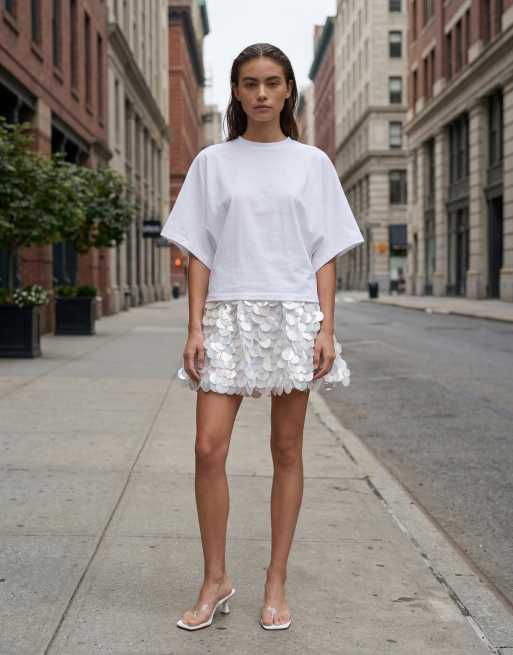 ASOS DESIGN - Bruidskleding - Mini-jurk met vierkante hals en grote lovertjes, 11 van 11