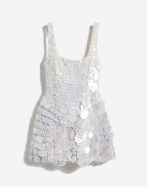 ASOS DESIGN - Bruidskleding - Mini-jurk met vierkante hals en grote lovertjes, 5 van 11