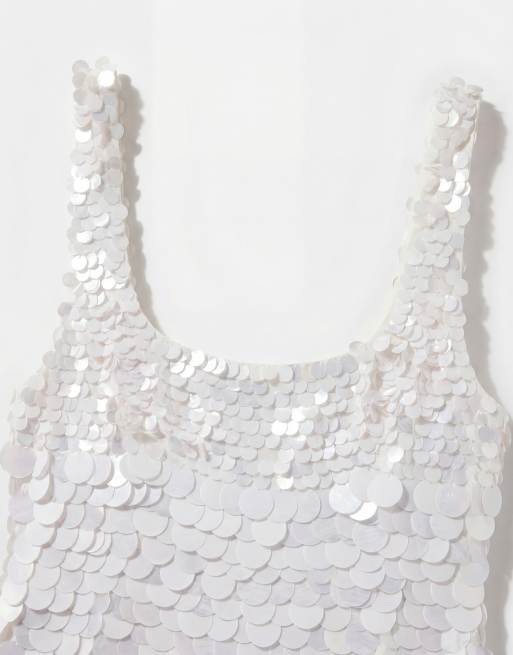 ASOS DESIGN - Bruidskleding - Mini-jurk met vierkante hals en grote lovertjes, 7 van 11