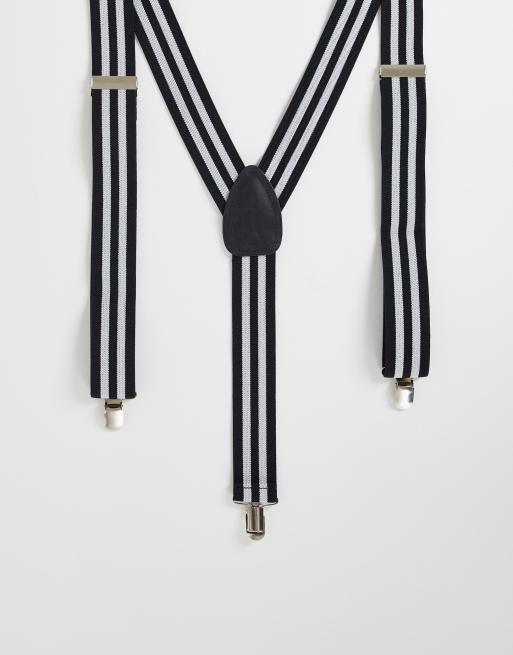 ASOS DESIGN - Bruiloft - Brede bretels in zwart en wit gestreept