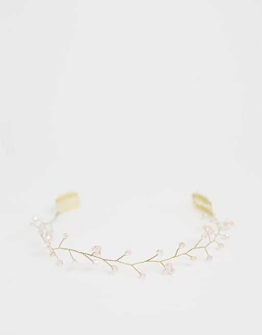 ASOS DESIGN - Bruiloft - Kroontje voor achter op het haar met kristallen in roze, 2 van 4