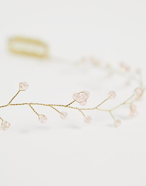 ASOS DESIGN - Bruiloft - Kroontje voor achter op het haar met kristallen in roze, 4 van 4