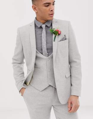 ASOS DESIGN wedding skinny suit jacket in ice grey twill Grey