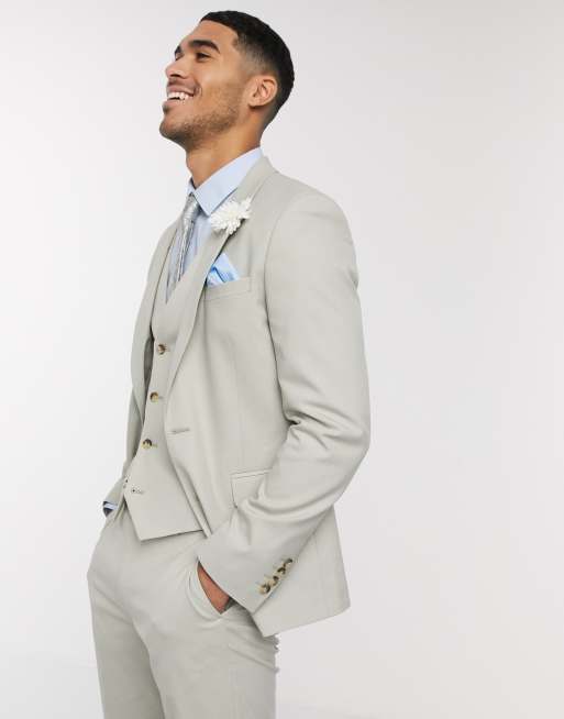 ASOS DESIGN - Bruiloft - Skinny colbert in saliegroen
