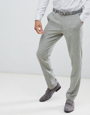 ASOS DESIGN - Bruiloft - Skinny pantalon in kaki met ruitmotief-Groen