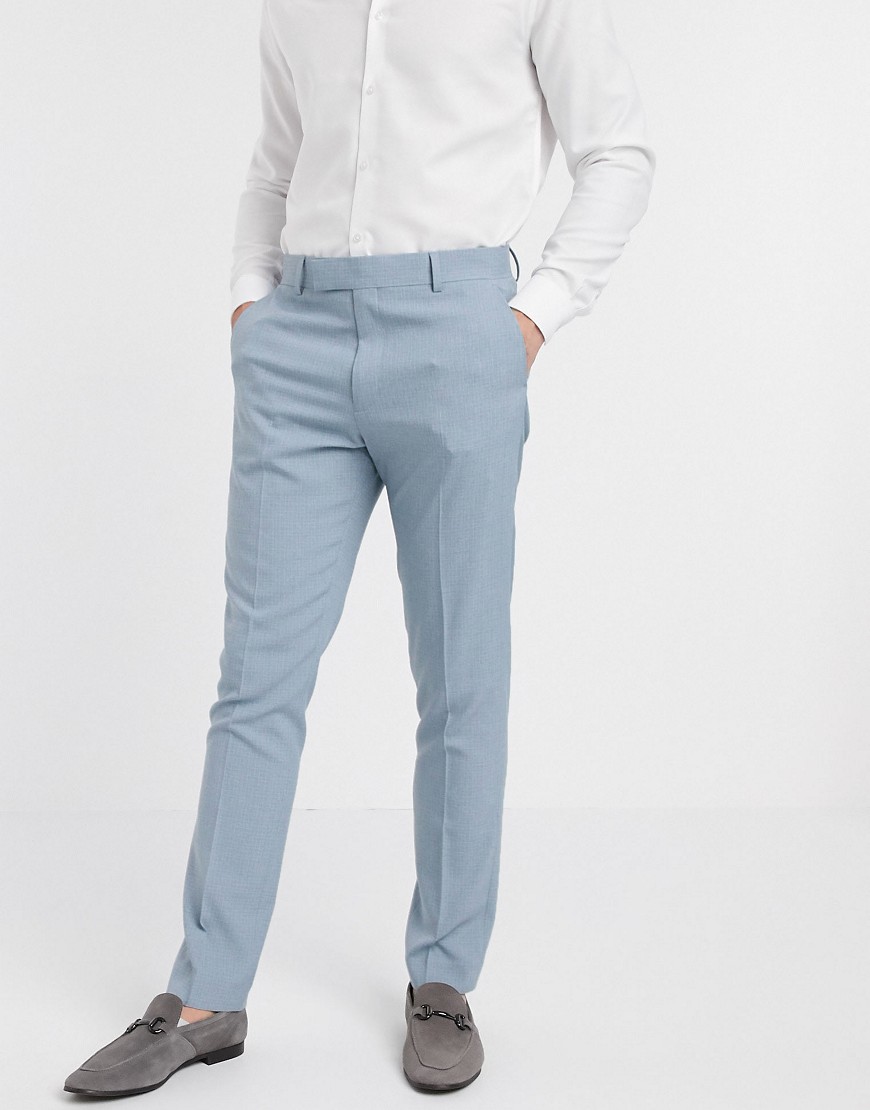 ASOS DESIGN - Bruiloft - Skinny pantalon met crosshatch in blauw