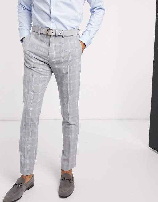 ASOS DESIGN wedding - Skinny kostuum in blauwe en grijze ruit, 2 van 3