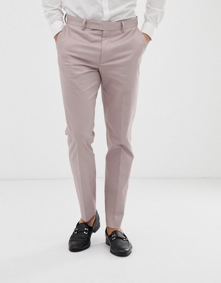 ASOS DESIGN BRUILOFT - Skinny pantalon van stretchkatoen in nertskleur-Beige