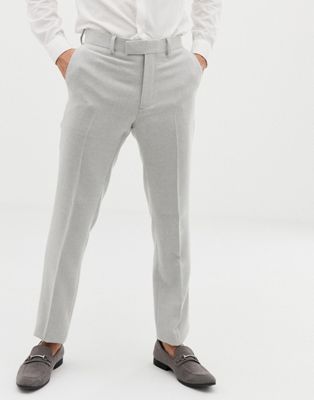 ASOS DESIGN - Bruiloft - Skinny pantalon van wolmix met textuur in ice grey-Grijs
