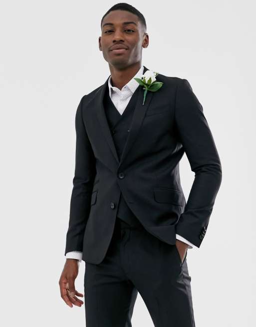 ASOS DESIGN - Smal maatpak uit 100% wol in zwart, 2 van 4