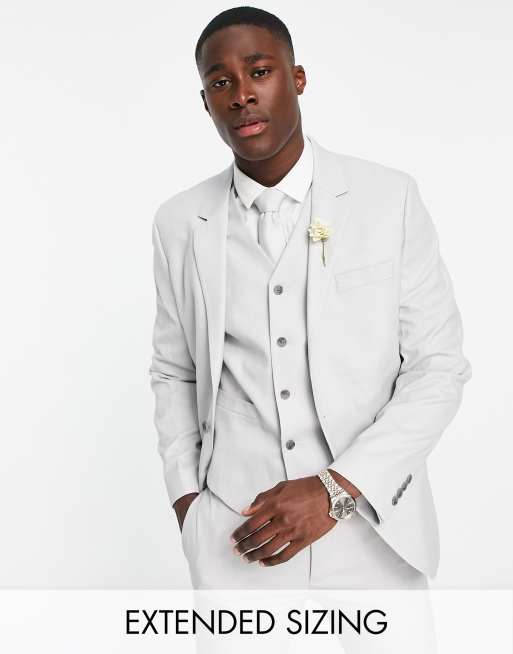 ASOS DESIGN - Bruiloft - Smal colbert met microtextuur in ijsgrijs