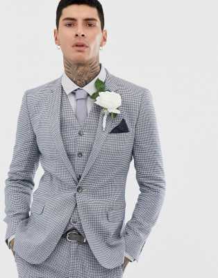 ASOS DESIGN wedding super skinny suit jacket in grey linen Grey