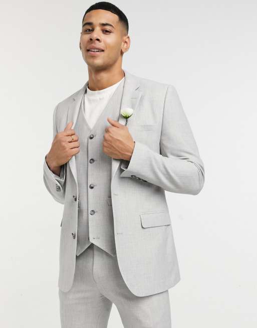 ASOS DESIGN - Bruiloft - Superskinny colbert in grijs met microtextuur
