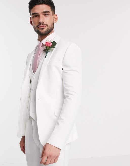 ASOS DESIGN - Bruiloft - Superskinny colbert in wit