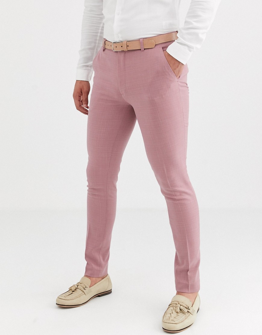 ASOS DESIGN - Bruiloft - Superskinny pantalon in gemêleerd rozenroze