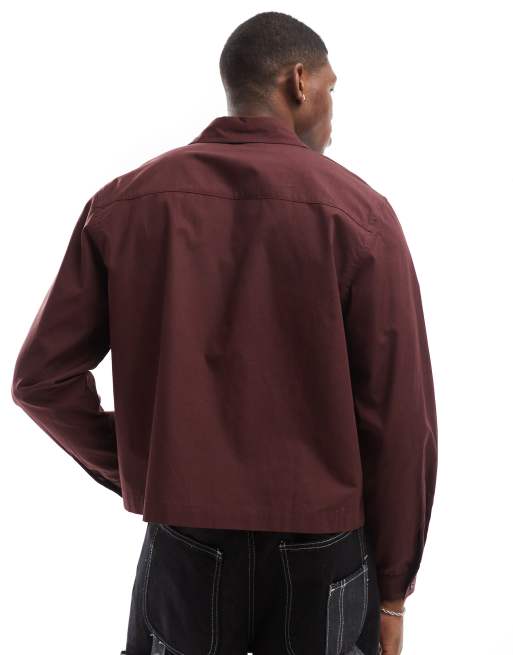 ASOS DESIGN - Brun afslappet cropped poplin-skjorte med skjult knapstolpe, 2 af 4