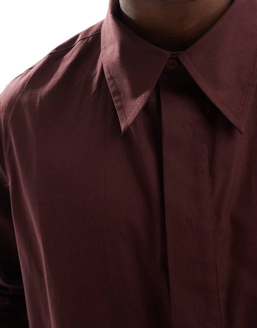 ASOS DESIGN - Brun afslappet cropped poplin-skjorte med skjult knapstolpe, 4 af 4