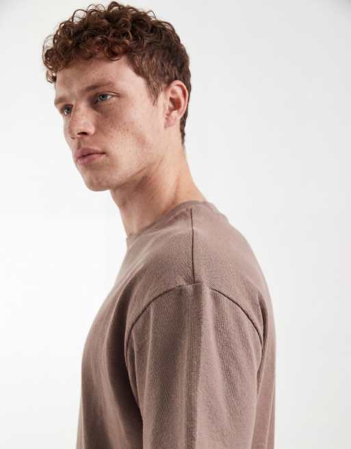 ASOS DESIGN - Brun afslappet T-shirt i bouclé , 4 af 5