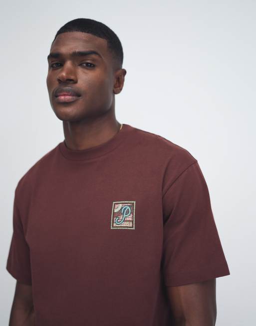 ASOS DESIGN - Brun afslappet T-shirt med mosaikgrafik, 3 af 7