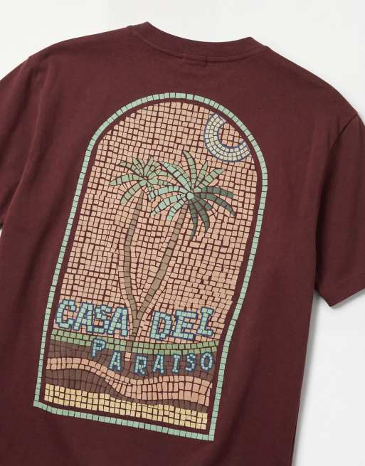 ASOS DESIGN - Brun afslappet T-shirt med mosaikgrafik, 8 af 9