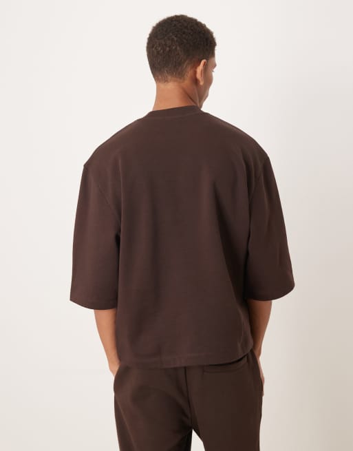 ASOS DESIGN – Brun, avslappnad sweatshirt med 3/4-långa ärmar, 3 av 5