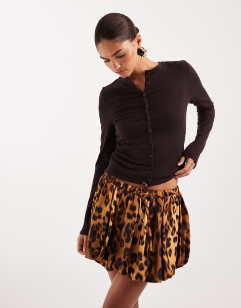 ASOS DESIGN - Brun cardigan i fin strik med 3/4-ærmer - Del af sæt - view 1