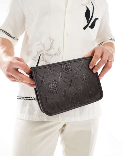 ASOS DESIGN - Brun clutch-taske med aftagelig strop og prægede detaljer