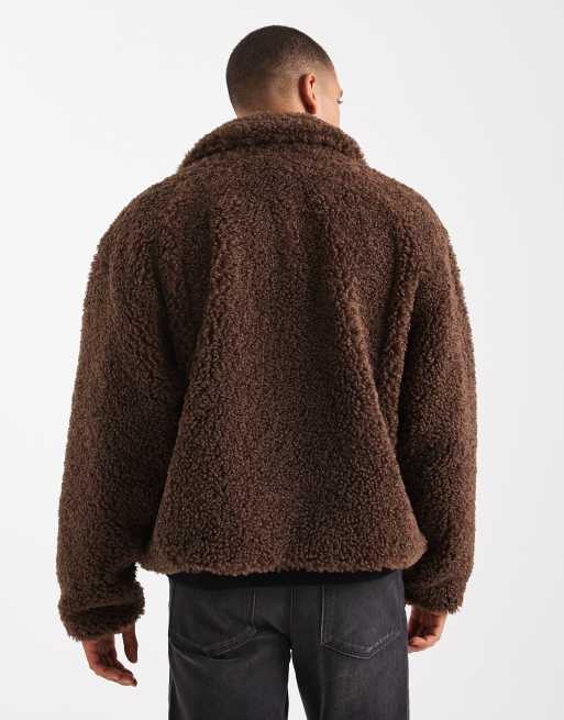 ASOS DESIGN – Brun coach-jacka i teddy och oversize, 3 av 5