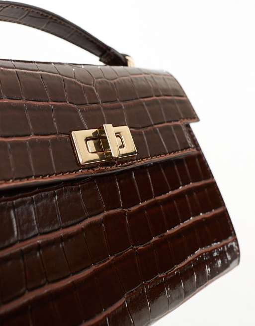 ASOS DESIGN - Brun crossbody-taske med drejelås og hank øverst, 4 af 4