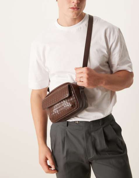 ASOS DESIGN - Brun crossbody-taske med flettet tekstur og lomme - view 1