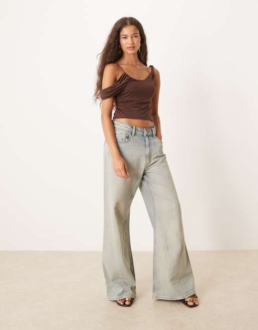 ASOS DESIGN - Brun draperet oneshoulder-top med snoning, 2 af 4