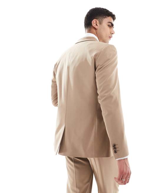 ASOS DESIGN – Brun, dubbelknäppt kavaj med regular passform, del av kostym, 4 av 5