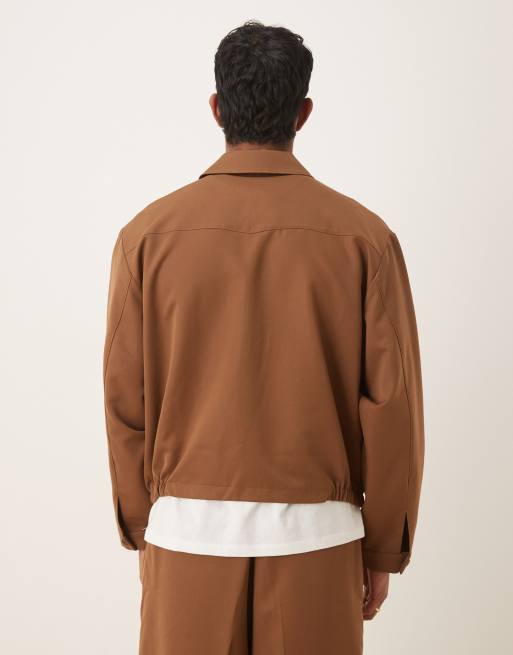 ASOS DESIGN - Brun elegant oversized blouson-jakke - Del af sæt, 3 af 5