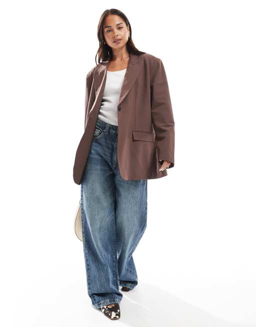 ASOS DESIGN – Brun, figursydd kavaj i oversize, 2 av 4