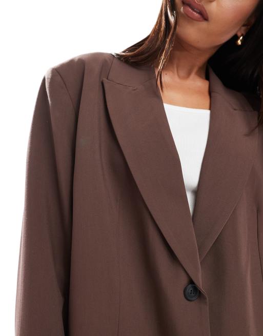 ASOS DESIGN – Brun, figursydd kavaj i oversize, 3 av 4