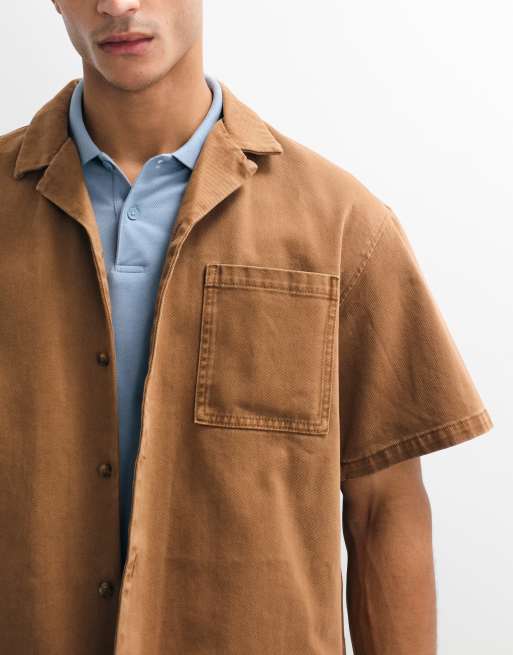 ASOS DESIGN - Brun forvasket denimskjorte - Del af sæt, 4 af 7