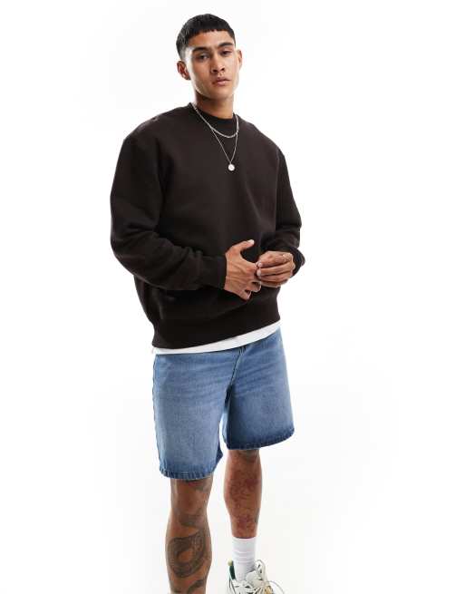 ASOS DESIGN – Brun grov sweatshirt i oversize