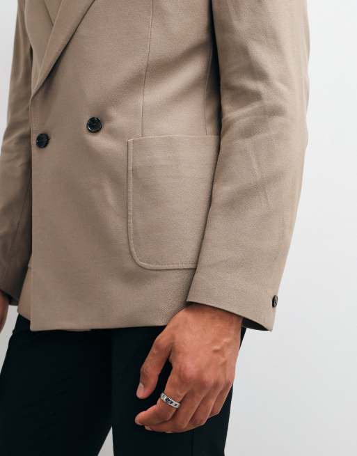 ASOS DESIGN - Brun habitjakke med tekstur i regular fit, 5 af 5