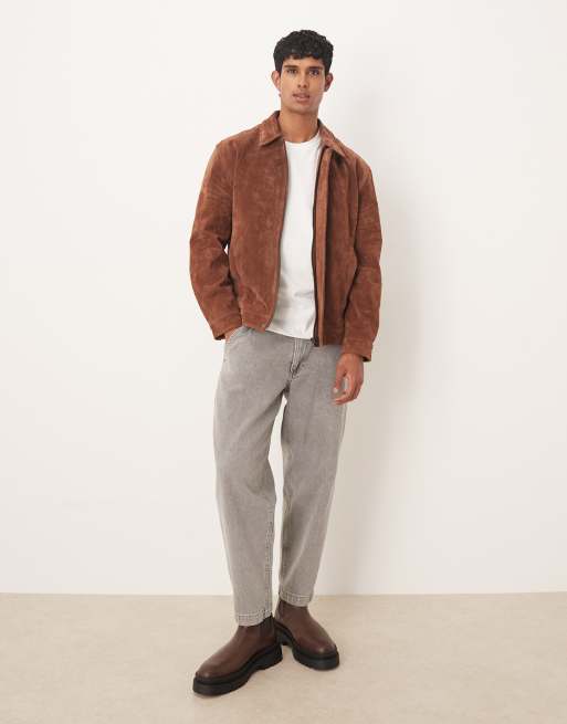 ASOS DESIGN – Brun harrington-jacka i äkta mocka, 2 av 5