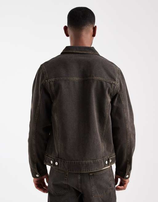 ASOS DESIGN – Brun harrington-jacka i denim, del av set, 3 av 5