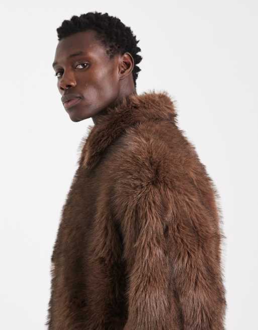 ASOS DESIGN – Brun Harrington-jacka i fuskpäls, 4 av 5