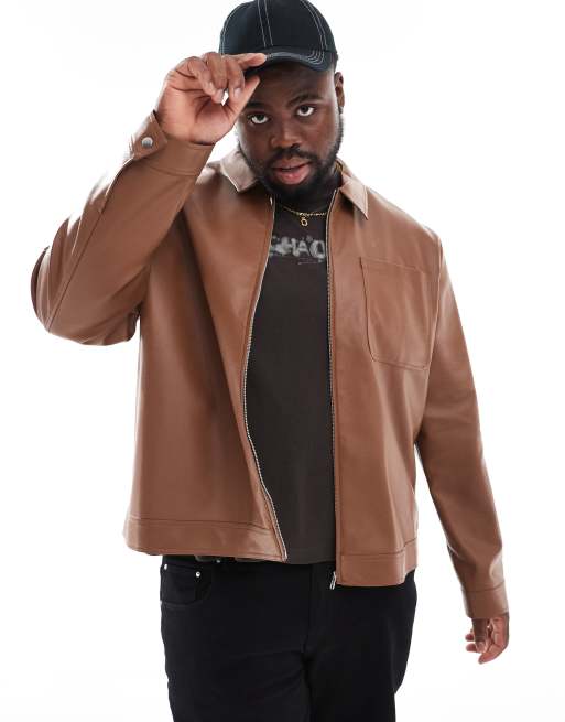 ASOS DESIGN – Brun harrington-jacka i läderimitation, 2 av 4