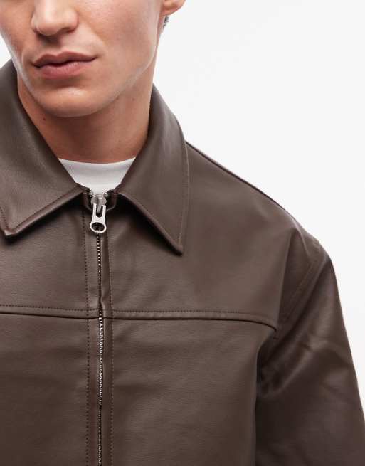 ASOS DESIGN – Brun harrington-jacka i läderimitation, 3 av 5